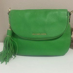 Michael Kors Green Bedford Flap Tassel Handbag